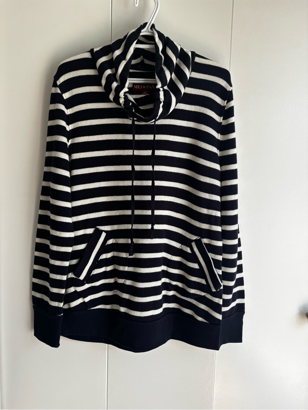 Merona Navy & White Striped Cowl Neck Pullover